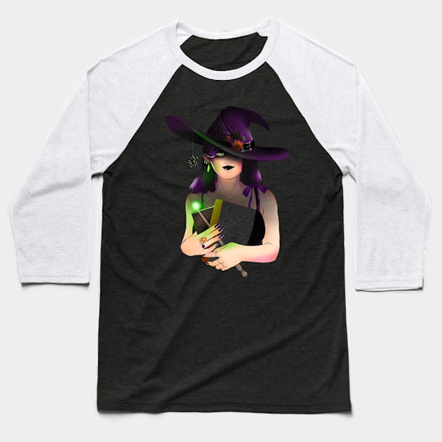 Spooky Girl Baseball T-Shirt by Chinchela